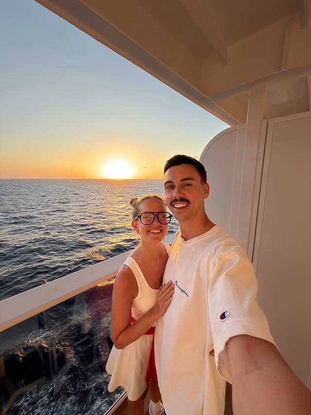Adriana and Dylan on a cruise with 2Passports1Dream